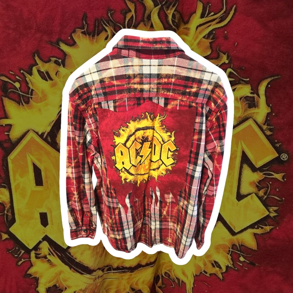 Upcycled Red and Black Plaid Flannel Shirt